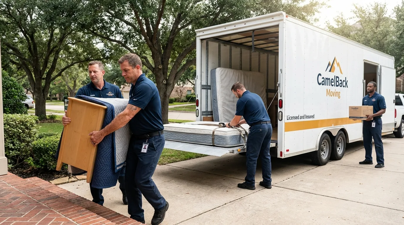 Crew loading residential truck for cross-state move from Middletown, VA